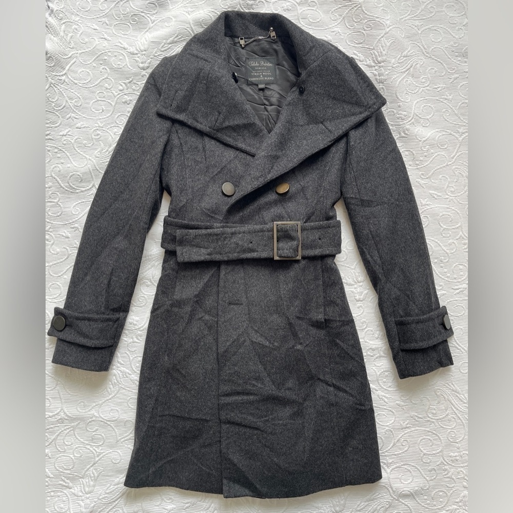 Aritzia Babaton Tulula Bromley Wool & Cashmere Gray Belted Pea Coat Size XS - Picture 3 of 12